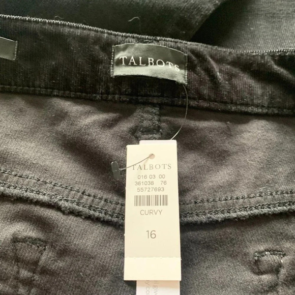Talbots  Women's Corduroy Curvy Straight Leg Pants Black NWT Cotton Stretch 16 - Picture 11 of 14